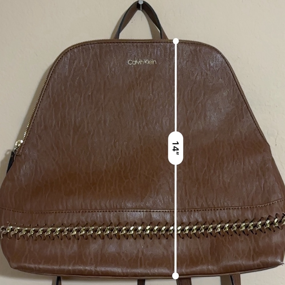 Calvin Klein Brown Zip Around Backpack purse - Picture 2 of 10